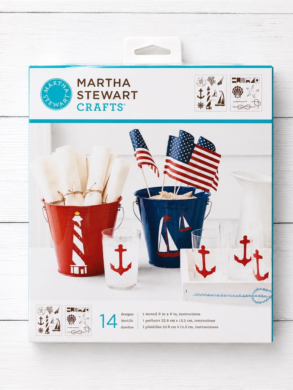MARTHA STEWART Coastal Nautical Stencil Set Beach Lake House Decor NWT 14 Pc